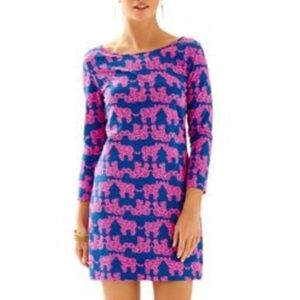 Lilly Pulitzer‎ Marlow Tusk in the sun blue pink shift 100% cotton dress Sz XXS